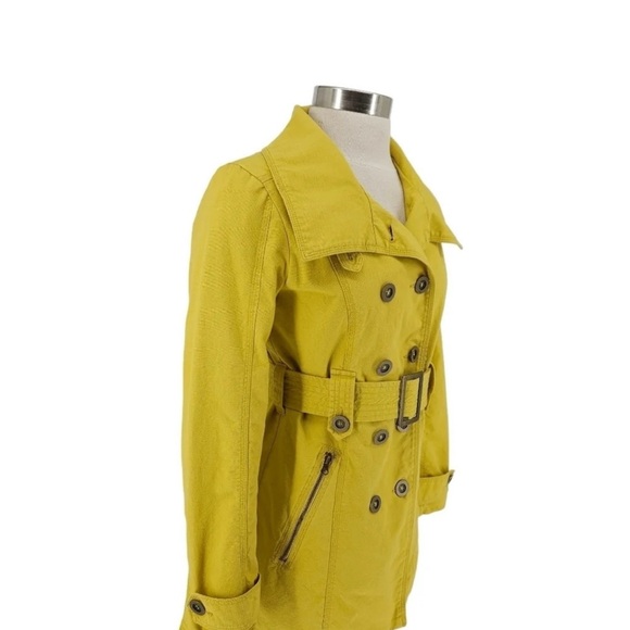 Vibrant Yellow Classic Trench Coat with Belt - Picture 2 of 4